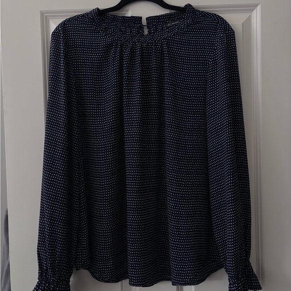 Adrianna Papell Dark Blue Polka Dot Top - Picture 2 of 3